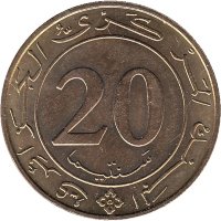 Алжир 20 сантимов 1987 год (UNC)