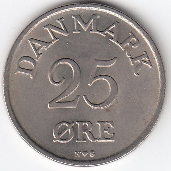 Дания 25 эре 1955 год