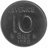 Швеция 10 эре 1958 год