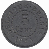Бельгия 5 сантимов 1915 год