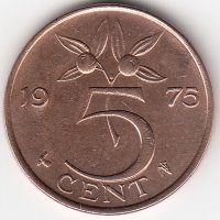 Нидерланды 5 центов 1975 год