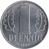 ГДР 1 пфенниг 1968 год (UNC)