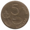 Финляндия 5 марок 1992 год (новый тип)