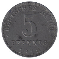 Германия 5 пфеннигов 1918 год (А)