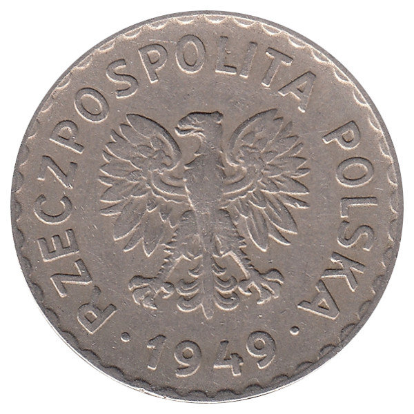 Польша 1 злотый 1949 год (никель)