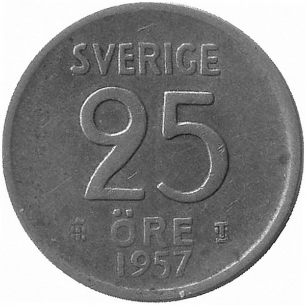 Швеция 25 эре 1957 год