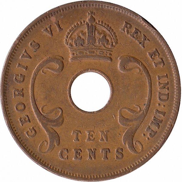 Британская Восточная Африка 10 центов 1943 год