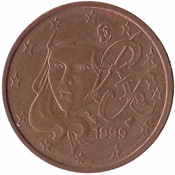 Франция 2 евроцента 1999 год