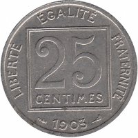 Франция 25 сантимов 1903 год