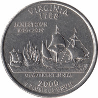 США 25 центов 2000 год (D). Виргиния.
