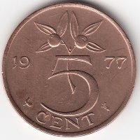 Нидерланды 5 центов 1977 год