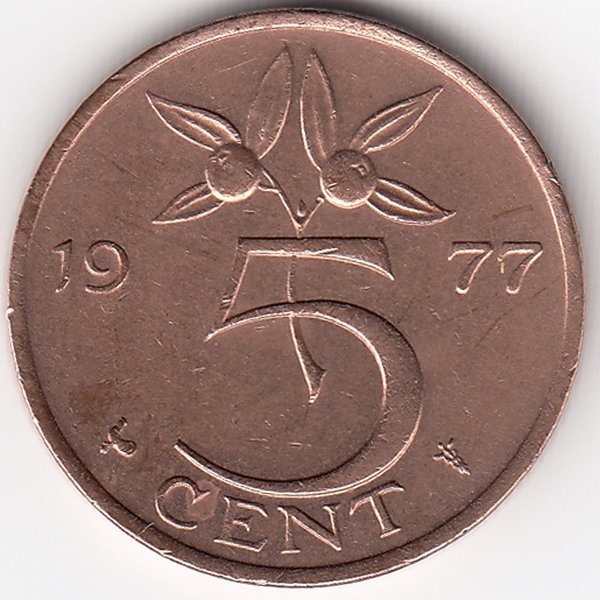 Нидерланды 5 центов 1977 год