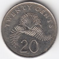 Сингапур 20 центов 1989 год