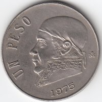 Мексика 1 песо 1975 год (тонкий шрифт цифр)