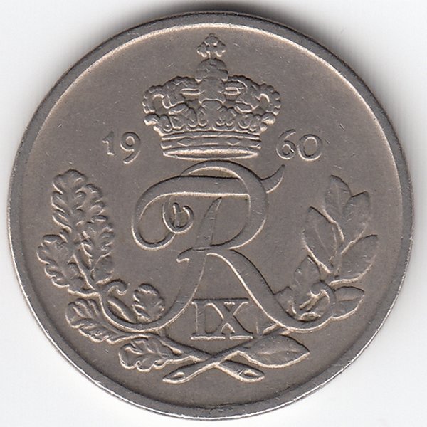 Дания 25 эре 1960 год