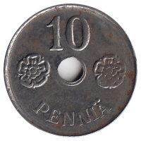 Финляндия 10 пенни 1943 год (железо)