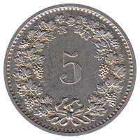 Швейцария 5 раппенов 1977 год