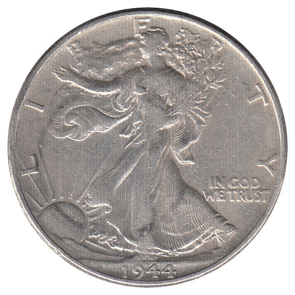 США 1/2 доллара 1944 год (без отметки МД). Шагающая Свобода.