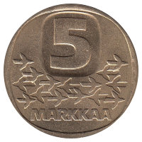 Финляндия 5 марок 1987 год "М" (UNC)