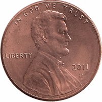США 1 цент 2011 год (D)