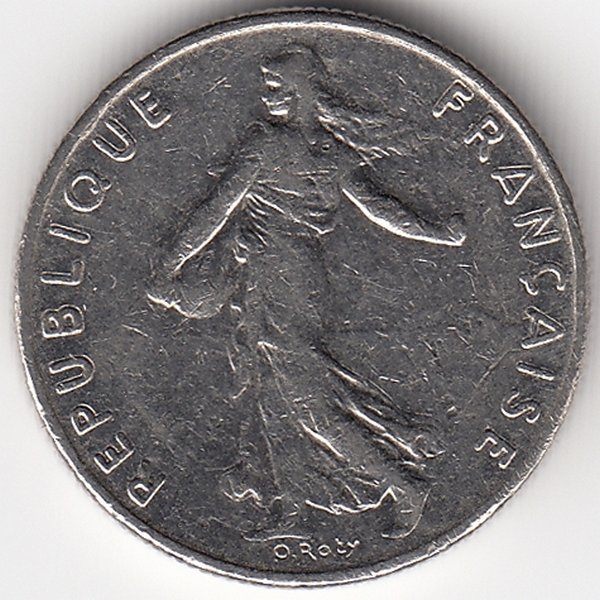 Франция 1/2 франка 1984 год