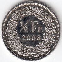 Швейцария 1/2 франка 2008 год 