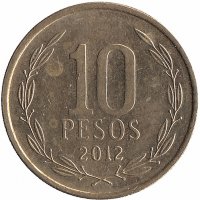 Чили 10 песо 2012 год