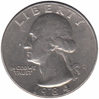 США 25 центов 1984 год (D)