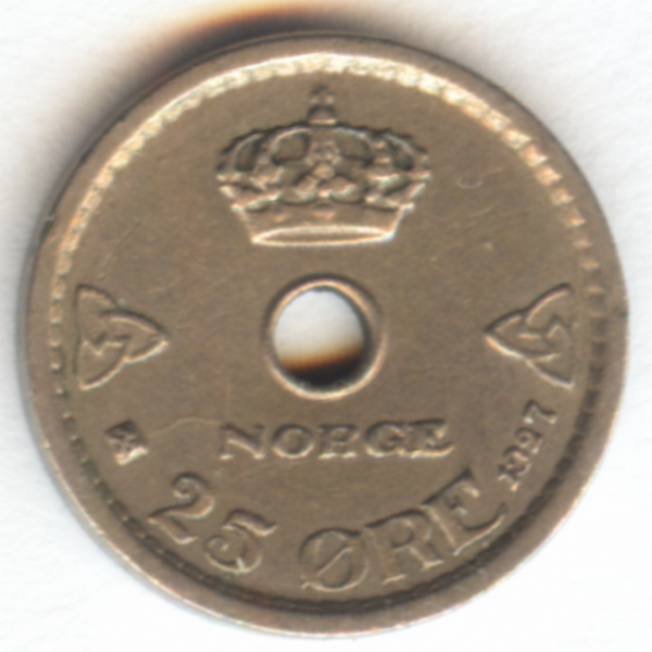 Норвегия 25 эре 1927 год