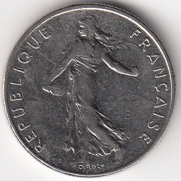 Франция 1/2 франка 1987 год
