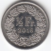 Швейцария 1/2 франка 2016 год