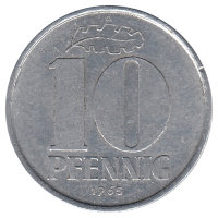ГДР 10 пфеннигов 1965 год