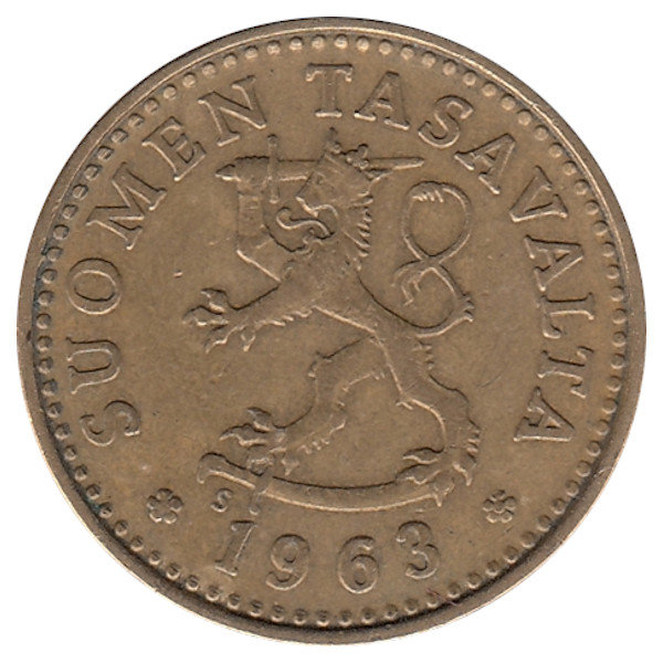 Финляндия 10 пенни 1963 год