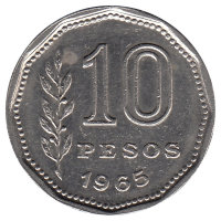 Аргентина 10 песо 1965 год