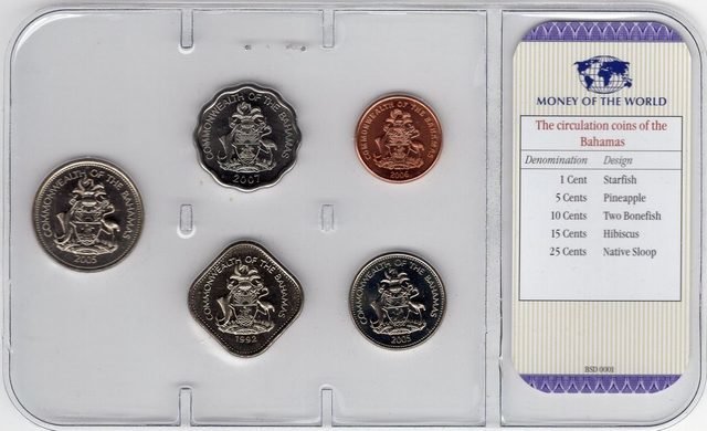 Багамские острава набор из 5 монет 1992-2007 год
