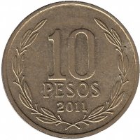 Чили 10 песо 2011 год