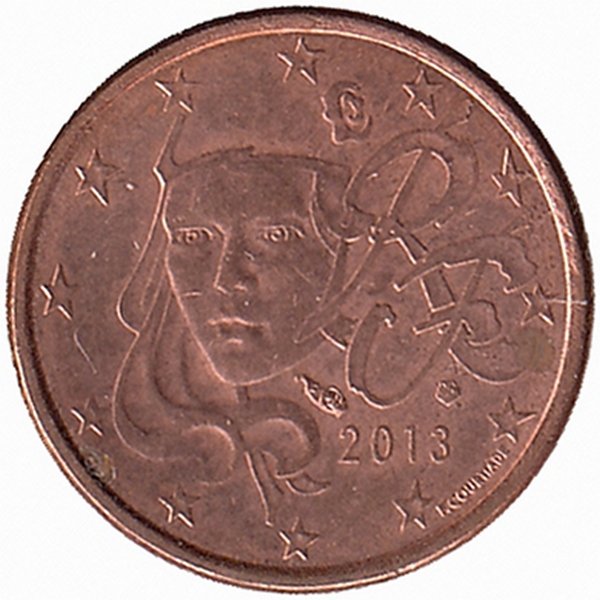 Франция 1 евроцент 2013 год