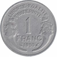 Франция 1 франк 1950 год