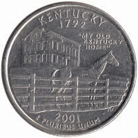 США 25 центов 2001 год (P). Кентуки.
