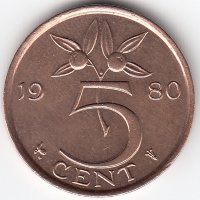 Нидерланды 5 центов 1980 год