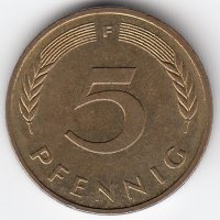 ФРГ 5 пфеннигов 1988 год (F)