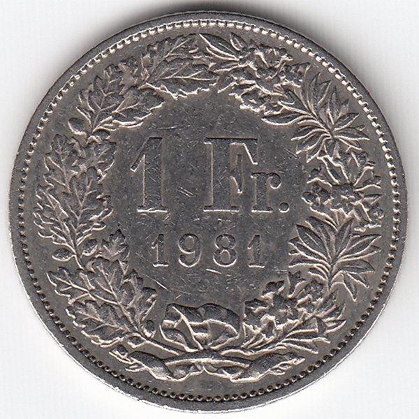 Швейцария 1 франк 1981 год