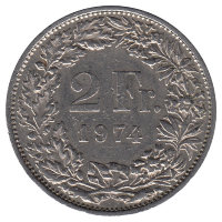Швейцария 2 франка 1974 год