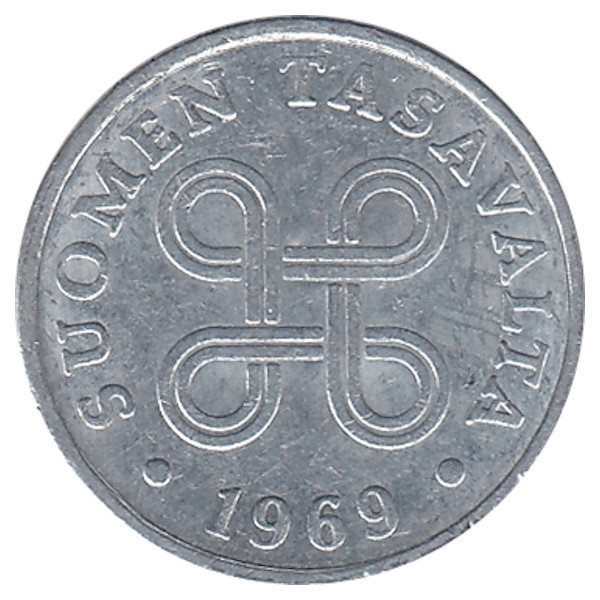 Финляндия 1 пенни 1969 год (алюминий)