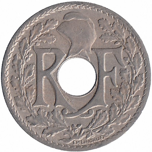 Франция 10 сантимов 1922 год (рог)