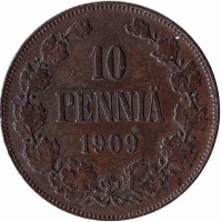 Финляндия (Великое княжество) 10 пенни 1909 год 