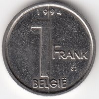 Бельгия (Belgie) 1 франк 1994 год