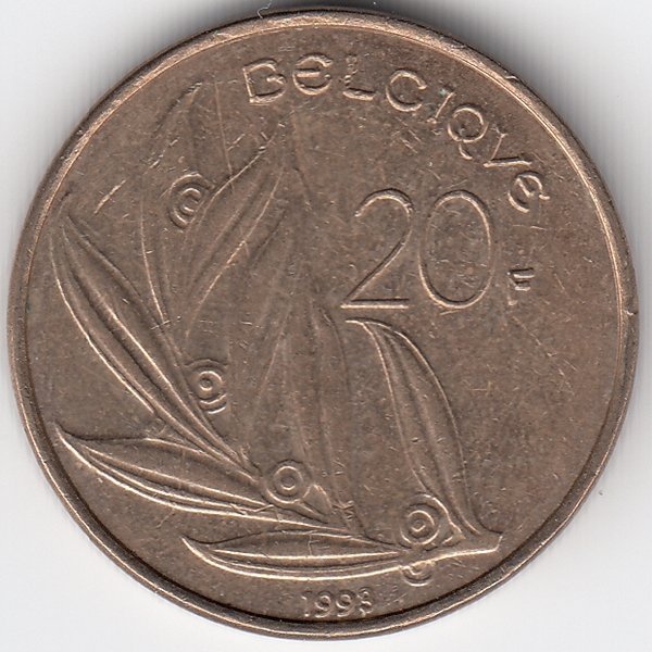 Бельгия (Belgique) 20 франков 1993 год