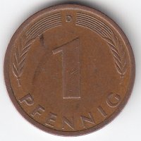 ФРГ 1 пфенниг 1975 год (D)