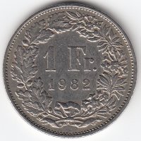 Швейцария 1 франк 1982 год